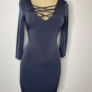 Forever 21 grey crossed neck bodycon dress